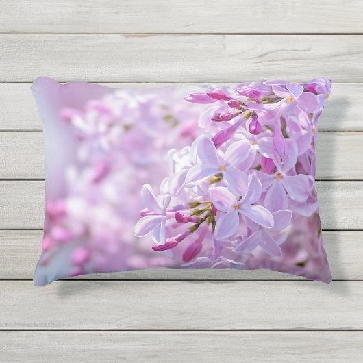 ピンクの薄紫花 アウトドアクッション (正面)