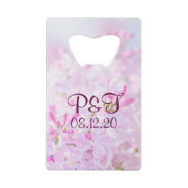 ピンクの薄紫花 クレジットカード栓抜き