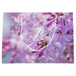 ピンクの薄紫花 ラージペーパーバッグ