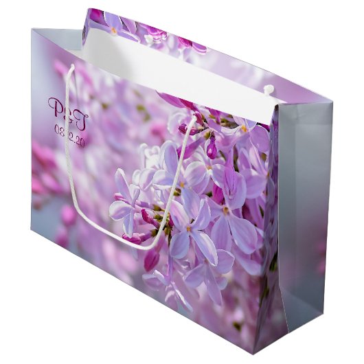 ピンクの薄紫花 ラージペーパーバッグ (正面アングル)