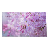 ピンクの薄紫花 枕カバー (裏面-左)