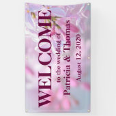 ピンクの薄紫花 横断幕 (縦)