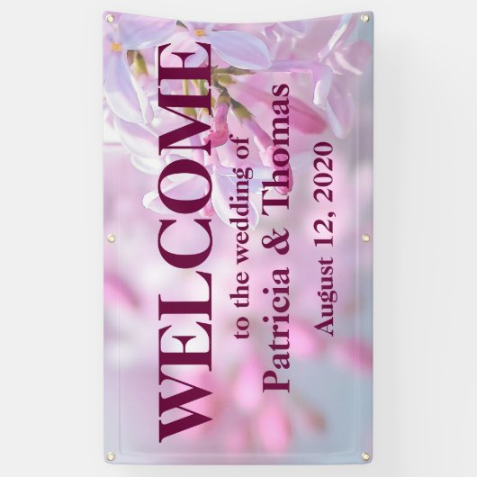 ピンクの薄紫花 横断幕 (縦)