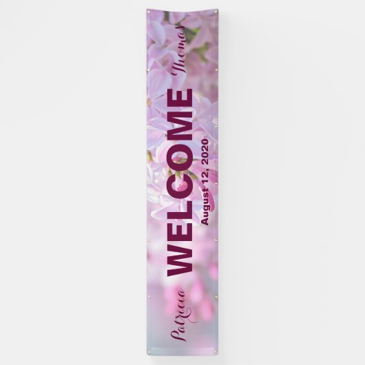 ピンクの薄紫花 横断幕 (縦)