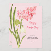 ピンクの薄紫開花名デイカード シーズンカード (正面/裏面)