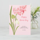 ピンクの薄紫開花名デイカード シーズンカード (スタンド正面)