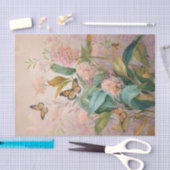 ピンクの薄葉紙に描かれたモナークメドウとトウワタ 薄葉紙 (クラフト)