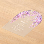 ピンクの藤の洗礼 アクリル招待状 (レイダウン)