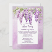 ピンクの藤結婚フローラのパーティー 招待状 (正面)