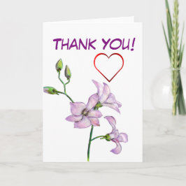 ピンクの蘭および赤いハートは感謝していしています サンキューカード