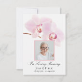 ピンクの蘭が白い葬儀記念悔やみや弔慰 サンキューカード (正面)