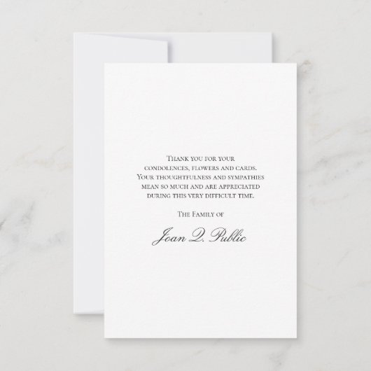 ピンクの蘭が白い葬儀記念悔やみや弔慰 サンキューカード (裏面)