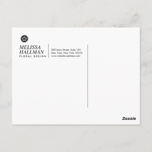 ピンクの蘭とミニマルなLuxeフローラのロゴ ポストカード (裏面)