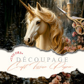 ピンクの蘭と白いユニコーン冬のファンタジー 薄葉紙