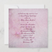 ピンクの蘭と蝶のウェディング 招待状 (裏面)