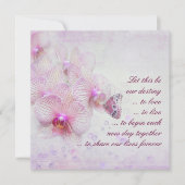 ピンクの蘭と蝶のウェディング 招待状 (正面)
