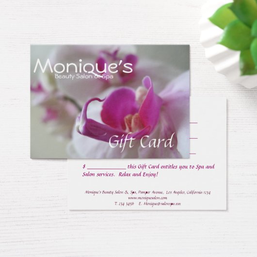 ピンクの蘭のサロンスパギフト証明書 (デスク)