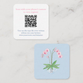 ピンクの蘭のシノワズリー スタイルのかわいいベビーシャワー QR コード エンクロージャーカード