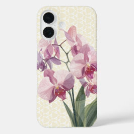 ピンクの蘭のボタニカル iPhone 16ケース