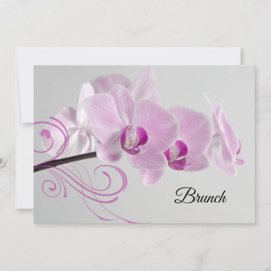 ピンクの蘭の優雅さ ポストウェディング ブランシュ 招待状 (正面)
