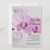 ピンクの蘭の優雅な結婚式のSave the Date 招待状 (正面)
