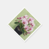 ピンクの蘭の厚塗りアート スタンダードカクテルナプキン (角)