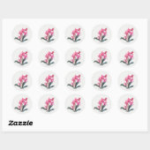 ピンクの蘭の庭の花のフラワーアート ラウンドシール (シート)
