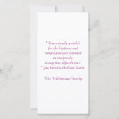 ピンクの蘭の悔やみや弔慰/記念のサンキューカード サンキューカード (裏面)