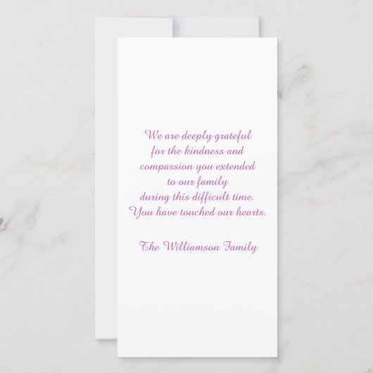 ピンクの蘭の悔やみや弔慰/記念のサンキューカード サンキューカード (裏面)