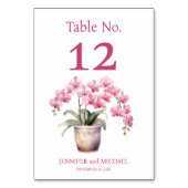 ピンクの蘭の水の結婚色のテーブル番号 テーブルナンバー (裏面)