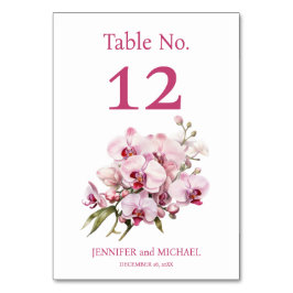 ピンクの蘭の水の結婚色のテーブル番号 テーブルナンバー