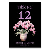 ピンクの蘭の水の色の黒結婚のテーブル番号 テーブルナンバー (裏面)