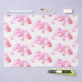 ピンクの蘭の水彩花模様 薄葉紙 (クラフト)