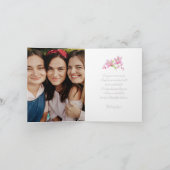 ピンクの蘭の水色のクロス花の哀悼 カード (内部)