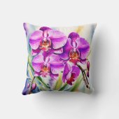 ピンクの蘭の水色 クッション (裏面)