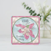 ピンクの蘭の汚れのガラス効果の第15誕生日 招待状 (スタンド正面)
