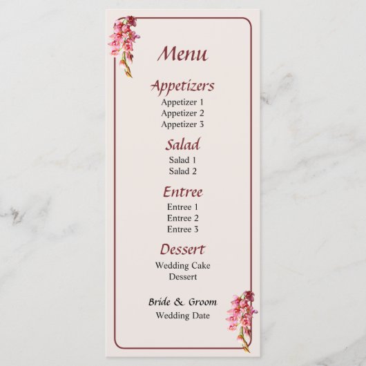 ピンクの蘭の滝 メニュー (正面)