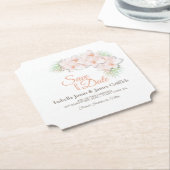 ピンクの蘭の結婚式の日付を保存 ペーパーコースター (アングル)