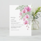 ピンクの蘭の結婚式招待状テンプレート 招待状 (スタンド正面)