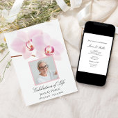 ピンクの蘭の花が白いお祝いを飾る 招待状