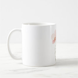 ピンクの蘭の花とミントグリーンの蝶 コーヒーマグカップ