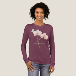 ピンクの蘭の花とミントグリーンの蝶 トライブレンドＴシャツ