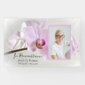 ピンクの蘭の花のお祝いの人生の葬儀 横断幕 (横)