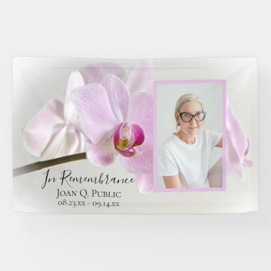 ピンクの蘭の花のお祝いの人生の葬儀 横断幕 (横)