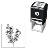 ピンクの蘭の花のシール付きの枝 セルフインキングスタンプ (インサイチュ)