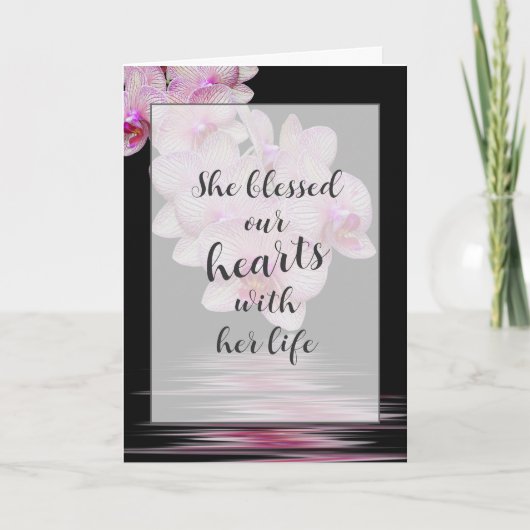 ピンクの蘭の花の同情カード カード (正面)