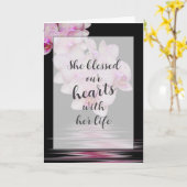 ピンクの蘭の花の同情カード カード (黄色い花)