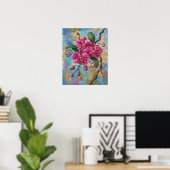 ピンクの蘭の花の絵 ポスター (ホームオフィス)