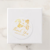 ピンクの蘭の花の花束ありがとうタイポグラフィ フェイバータグ (箱)