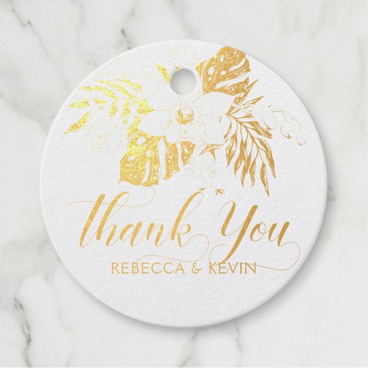 ピンクの蘭の花の花束ありがとうタイポグラフィ フェイバータグ (正面)